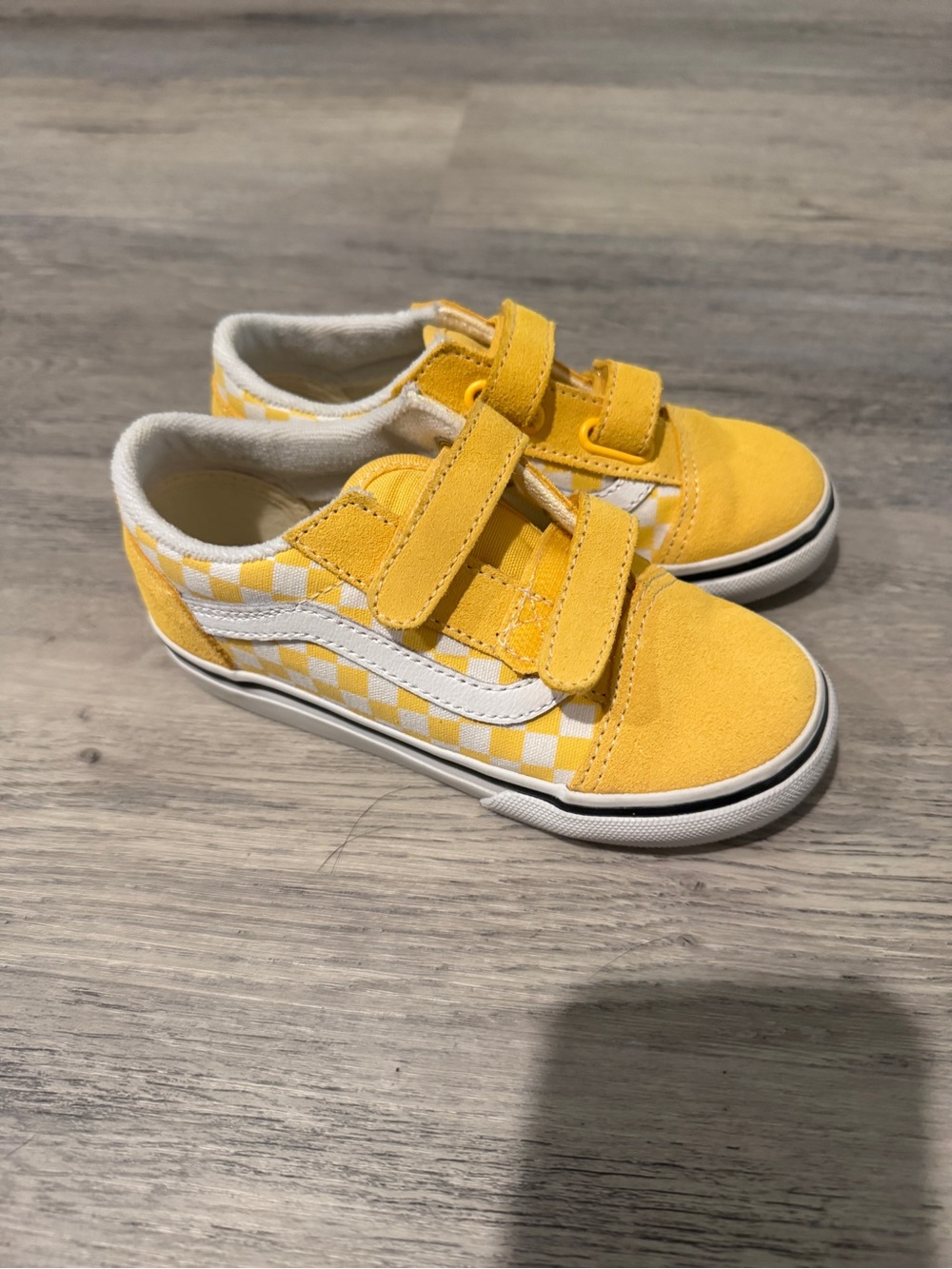 Kids Yellow Checkered Vans